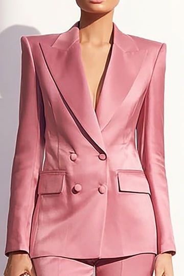 Dusty Rose Peak Lapel Double Breasted 2 Pieces Women Tuxedo